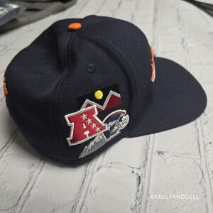 Pro Standard Denver Broncos NFL Snapback Hat Navy Blue Orange Leather Button NEW